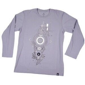 Threyda Shirt Mens Large Gray Pullover Lightweight  Geometric Logo Mandala 2723‎